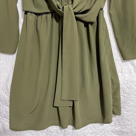 TOPSHOP Womens Mini Dress, Olive Green with Tie Front Size 6-#314 - Picture 6 of 14